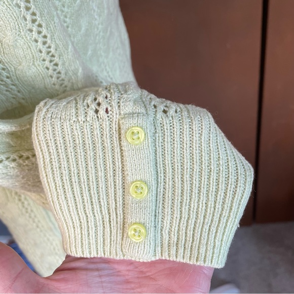 American Eagle Women’s Green Open Cable Knit 3/4 Sleeve Wool Blend Sweater Large - Picture 6 of 10